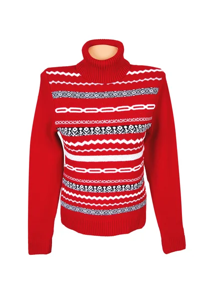 Winter striped sweater on a white. — Stock Photo, Image