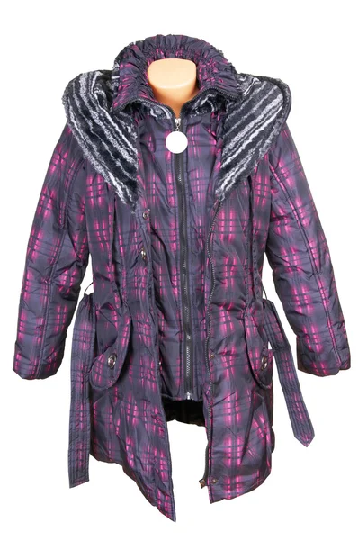 Moderne winter jas met kap op een whit — Stockfoto