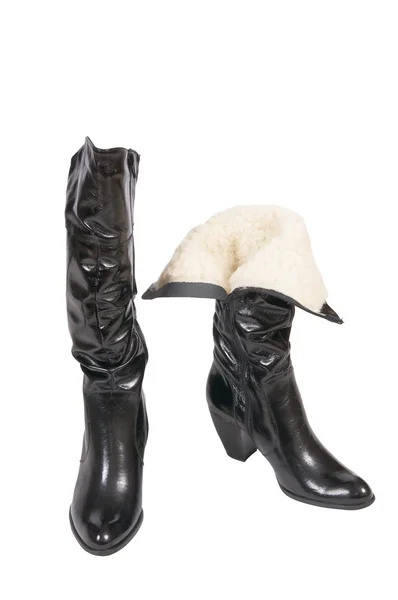 Elegant winter boots for women on a whit — Stock Photo, Image