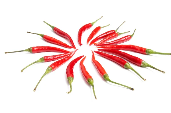 Ring van rode paprika's op een wit. — Stockfoto