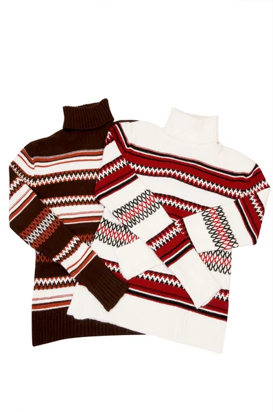 Suéteres cómodos de invierno en un blanco . — Foto de Stock