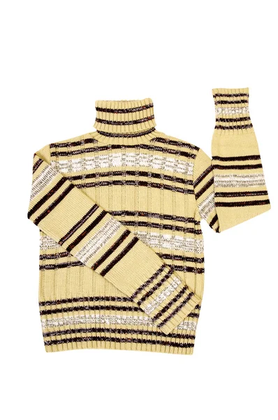 Modern striped yellow sweater on a white — Stock Photo, Image