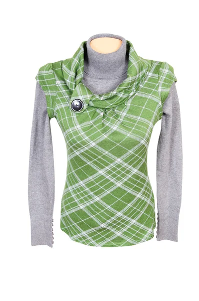 Удивительная зеленая шерстяная шуба и свитер — стоковое фото