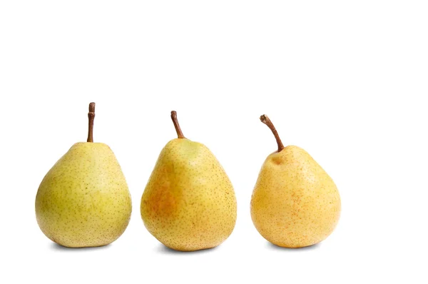 Mogna gula päron på en vit. — Stockfoto