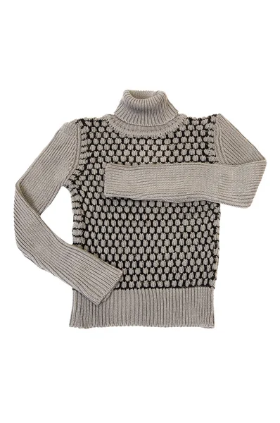 Suéter gris a rayas de elegancia en un blanco —  Fotos de Stock