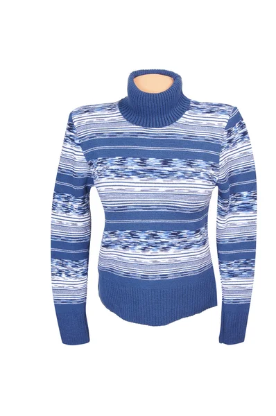 Blauer stylischer Pullover auf weißem Grund. — Stockfoto