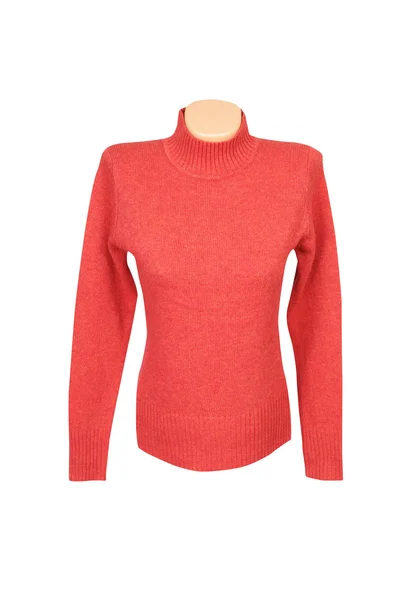 白でエレガントな赤いセーター. — ストック写真