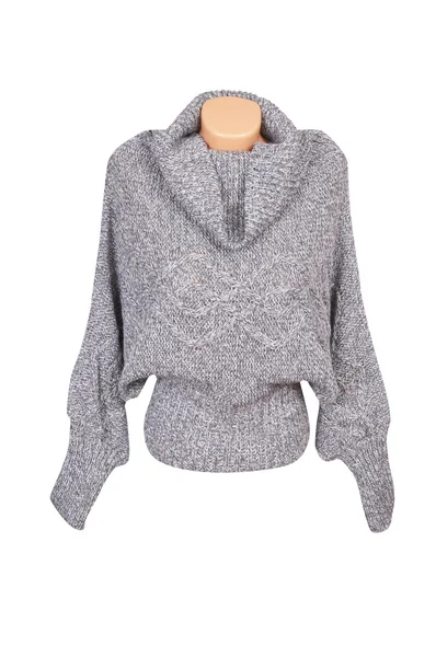 Moderner grauer Pullover auf weißem. — Stockfoto