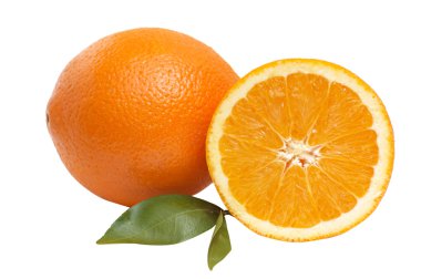 Oranges with green leaves. clipart