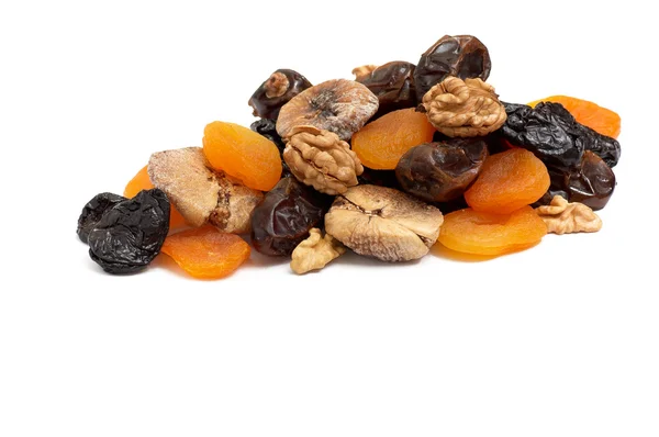 Heap of dried fruits and walnuts. — Stock Photo, Image