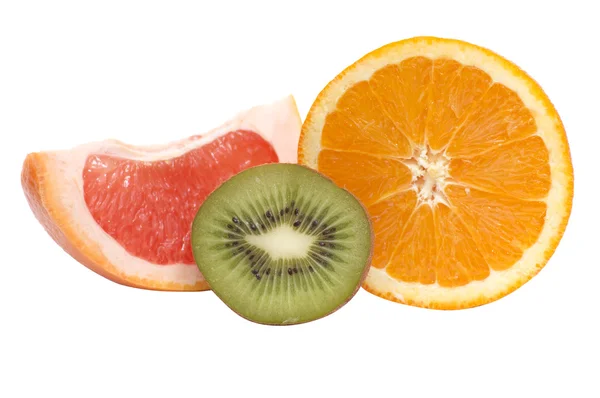Segmentos de kiwi, laranja e toranja . — Fotografia de Stock