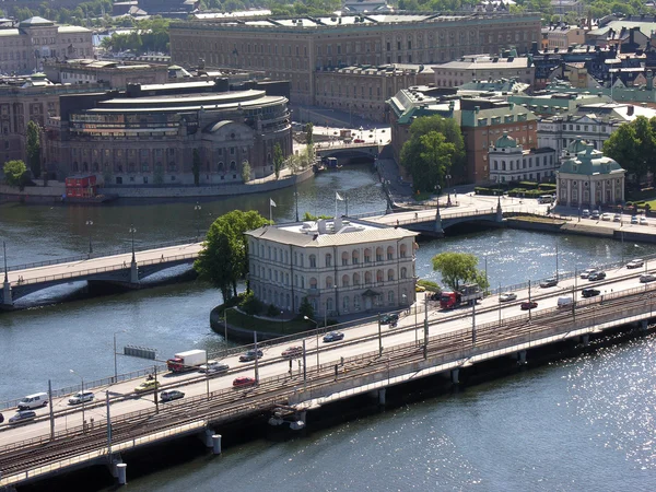 Stockholm stadsbeeld van een stadhuis kabel — Stockfoto
