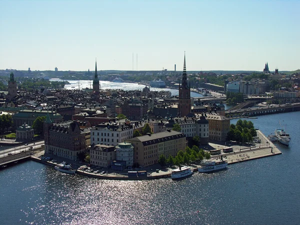 Stockholmer Stadtbild aus dem Schlepptau des Rathauses Stockbild