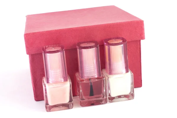 Nail polish and red box — Stock Photo, Image