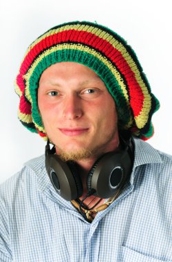 Rasta cap and earpiecess clipart