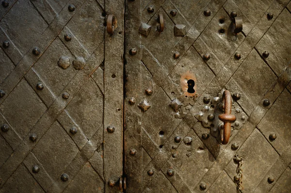 Fragmento das antigas portas de bronze forjado — Fotografia de Stock