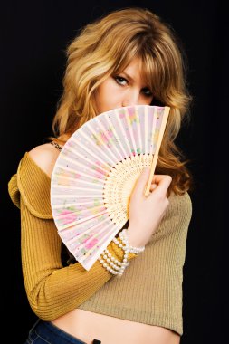 Girl with a fan clipart