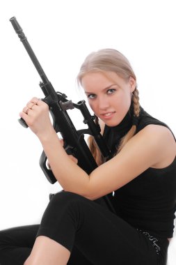 Girl with a weapon 1 clipart