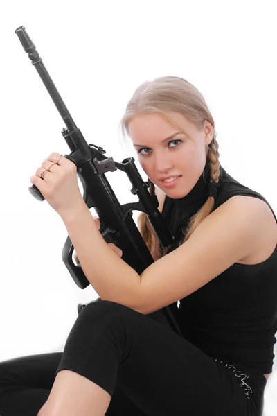 Menina com uma arma 1 — Fotografia de Stock