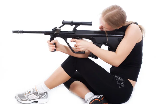 Flicka med ett vapen 3 — Stockfoto