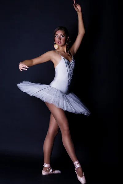 芭蕾舞女演员在白色短裙 图库照片