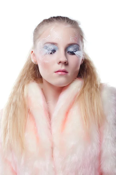 Young girl with long white eyelashes — Stock Photo, Image