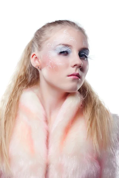 Chica joven con largas pestañas blancas — Foto de Stock