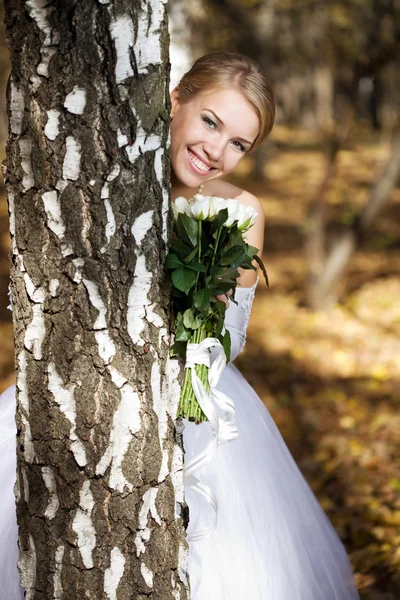 Bruden i en park — Stockfoto