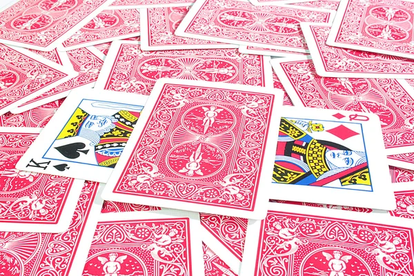 King and lady playing cards — Stock Photo, Image