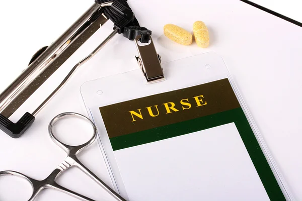 Медсестра с удостоверением личности — стоковое фото