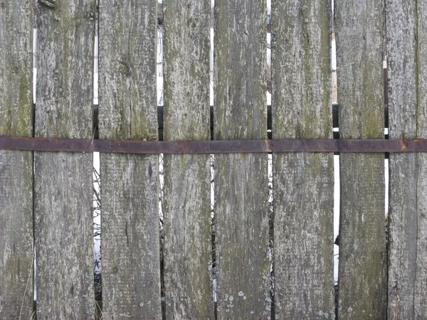 Vieille clôture en bois mousseux — Photo