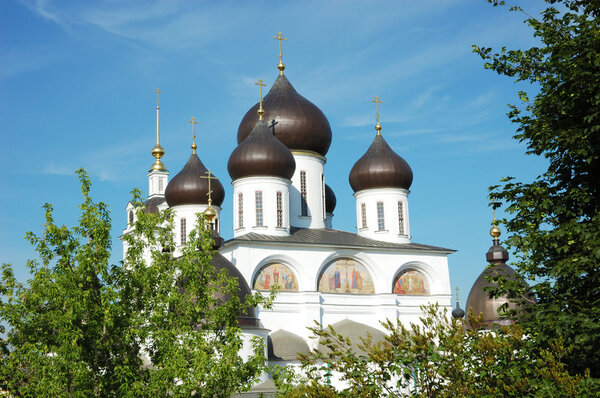 View of Uspensky cathedral's cupola in Dmitrov town, Russia