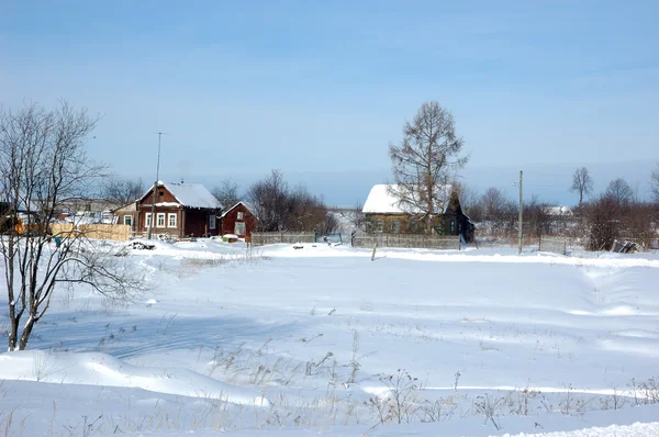 Kis orosz falu téli látképe — Stock Fotó