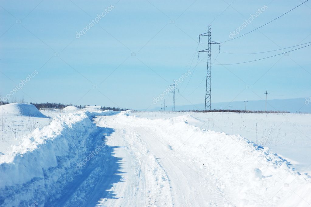 Snow covered winter road