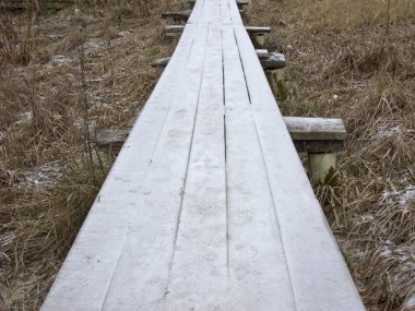 ahşap footway hoarfrost ile