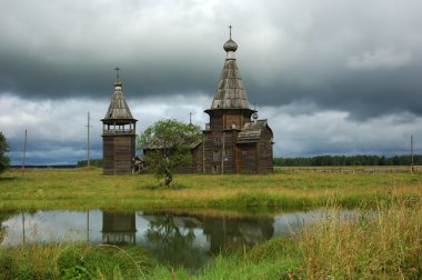 Ancient wooden church clipart