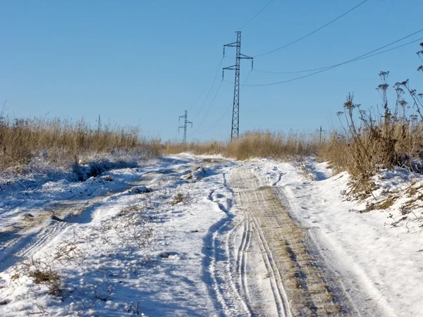 Kışın köy yolu — Stok fotoğraf