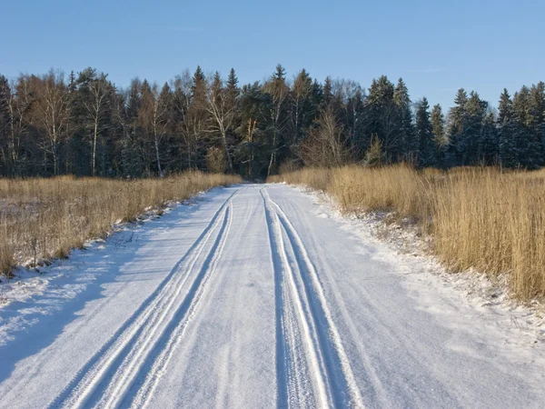 Snöig landsväg — Stockfoto