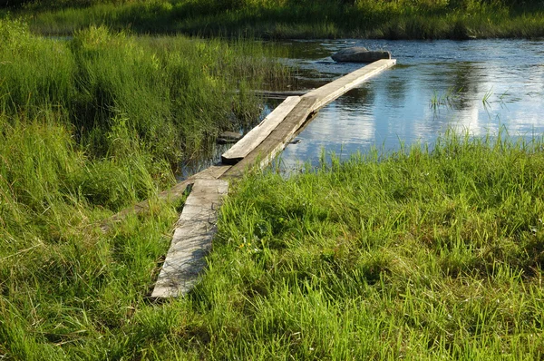 Planked fot sätt nära bäcken — Stockfoto