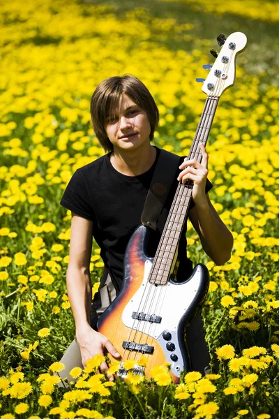 Bass guitar player — Stock Photo, Image