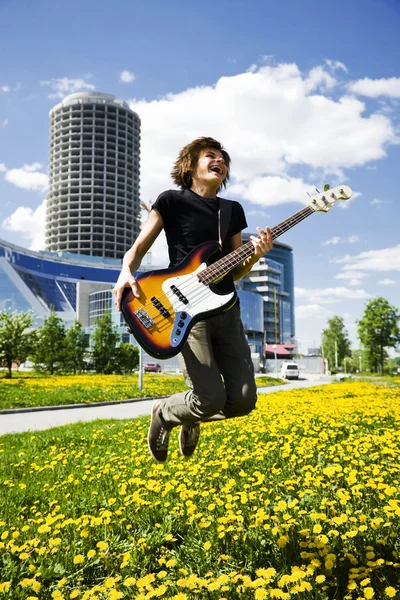 Bass guitar player — Stock Photo, Image