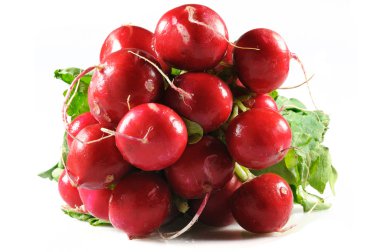 Bunch of fresh garned radishes with leav clipart