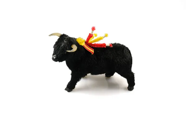 Toy black corrida ox isolated on white — Stock Photo, Image
