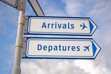 Arrivals and departures signs