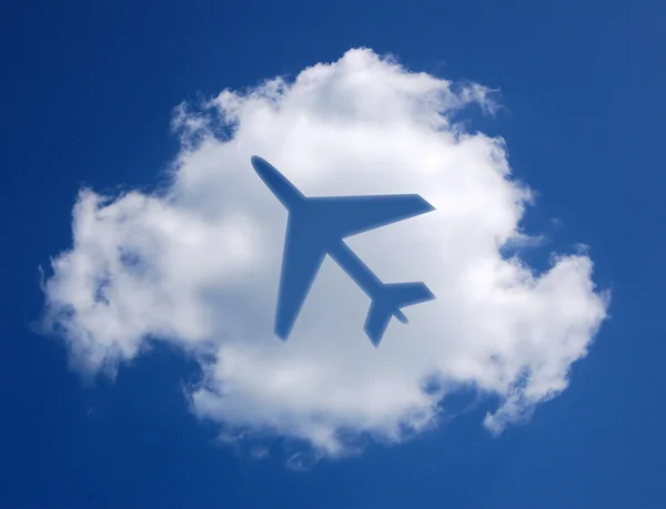 Vliegtuig silhuet in de lucht — Stockfoto