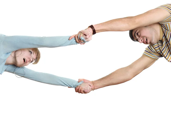 Jong paar handen vasthouden — Stockfoto