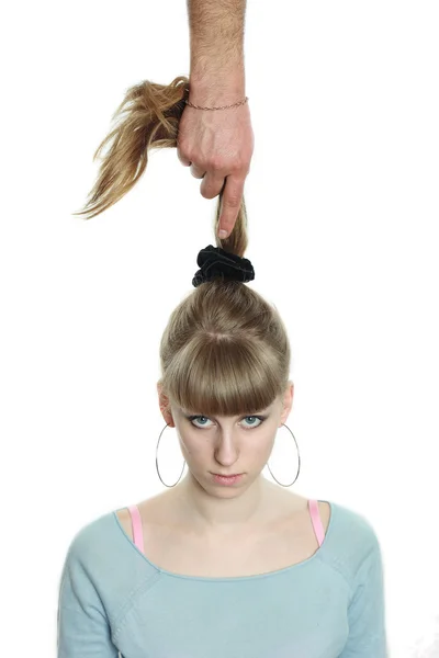 Hand holding hair locks — Stock Photo, Image