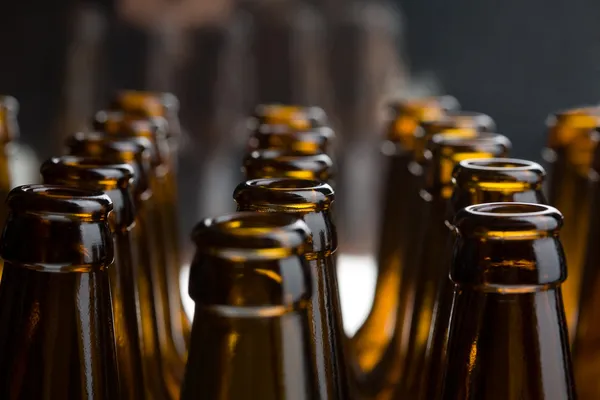 Flaskor med öl Stockbild