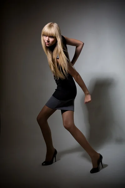 Dancing young blond model — Stock Photo, Image