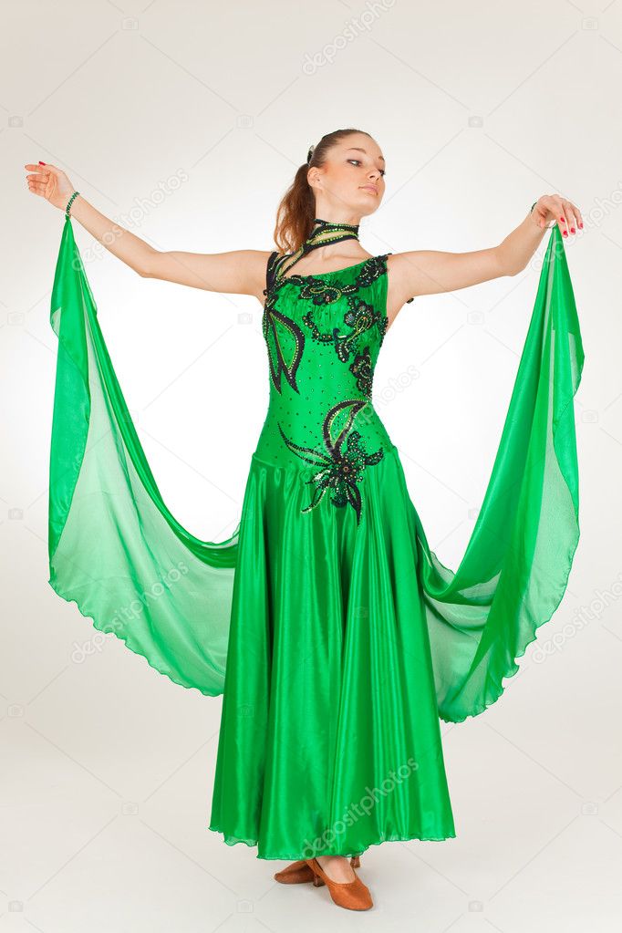 Professional dancer in green dress